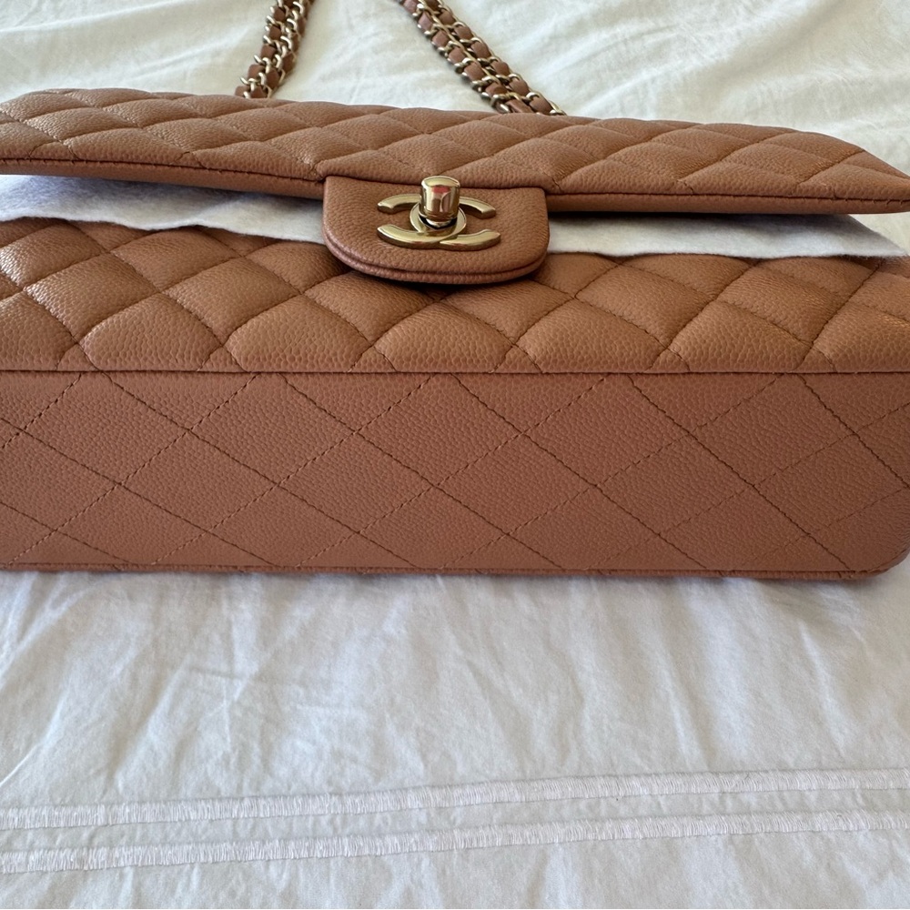 CHANEL Classic 11.12 Medium Double Flap in Camel Caviar Leather Gold Hardware - Picture 2 of 12